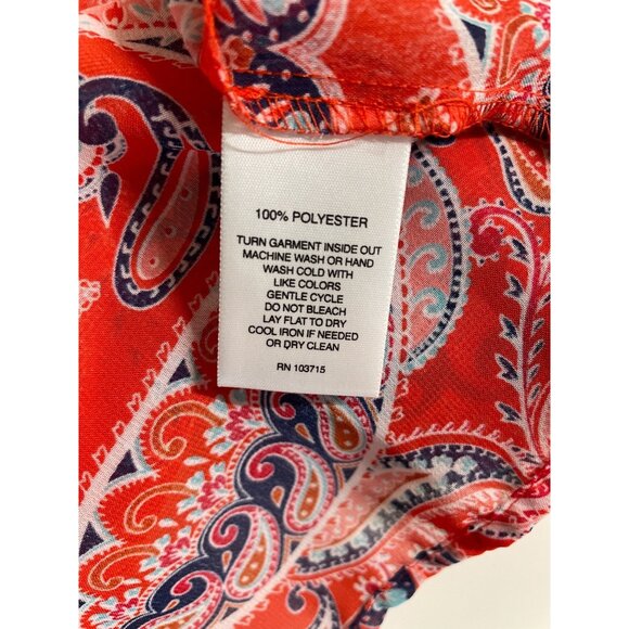 Valerie Stevens Womens Size 2X Top Red Paisley Sheer Boho Tassels Blouse Shirt - Picture 10 of 10